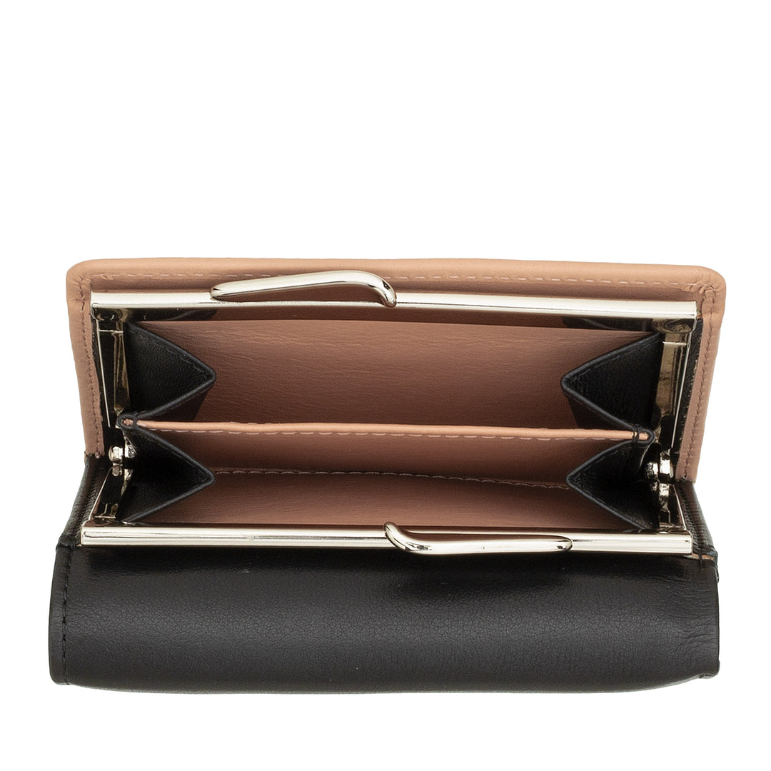 DUDU lille damepung i RFID-læder med Compact Click Clac-møntpung og 6 kortholdere