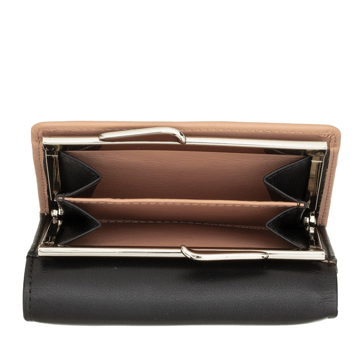 DUDU lille damepung i RFID-læder med Compact Click Clac-møntpung og 6 kortholdere