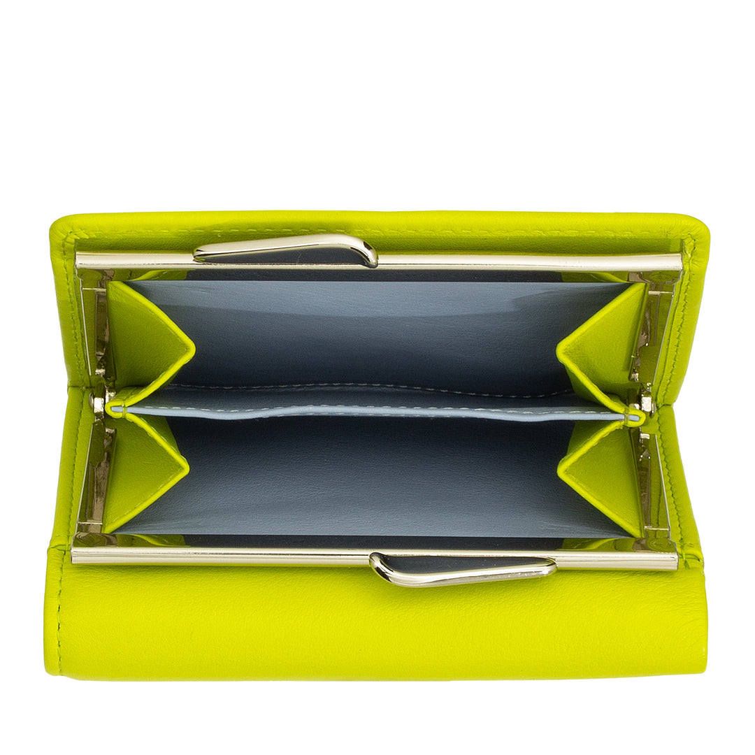 DUDU kleine damesportemonnee van RFID-leer met compacte Click Clac-portemonnee en 6 kaarthouders