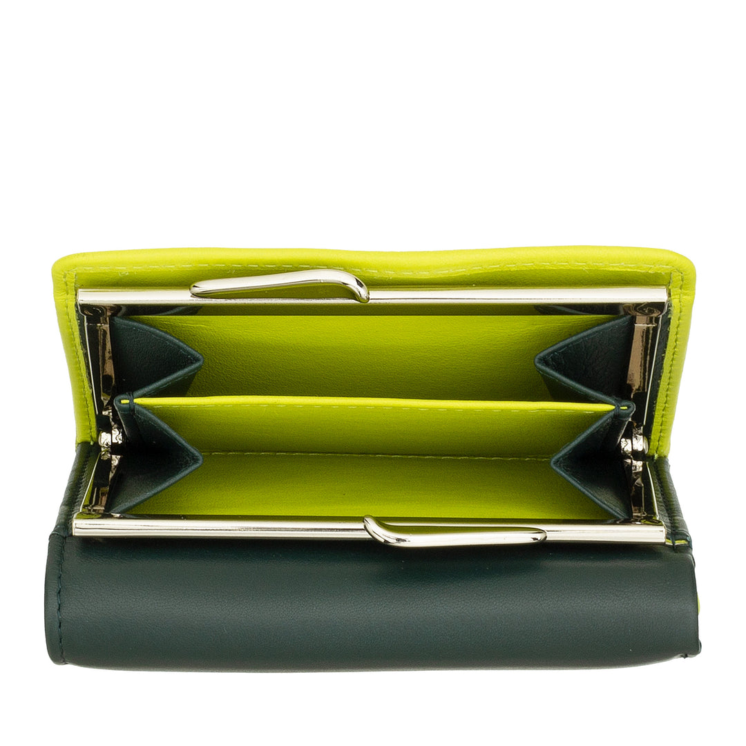 DUDU Kleine Damenbrieftasche aus RFID-Leder mit kompaktem Click-Clac-Münzfach und 6 Kartenfächern