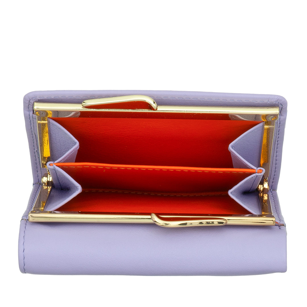 DUDU Cartera Pequeña de Mujer en Piel RFID con Monedero Compacto Click Clac y 6 Tarjeteros