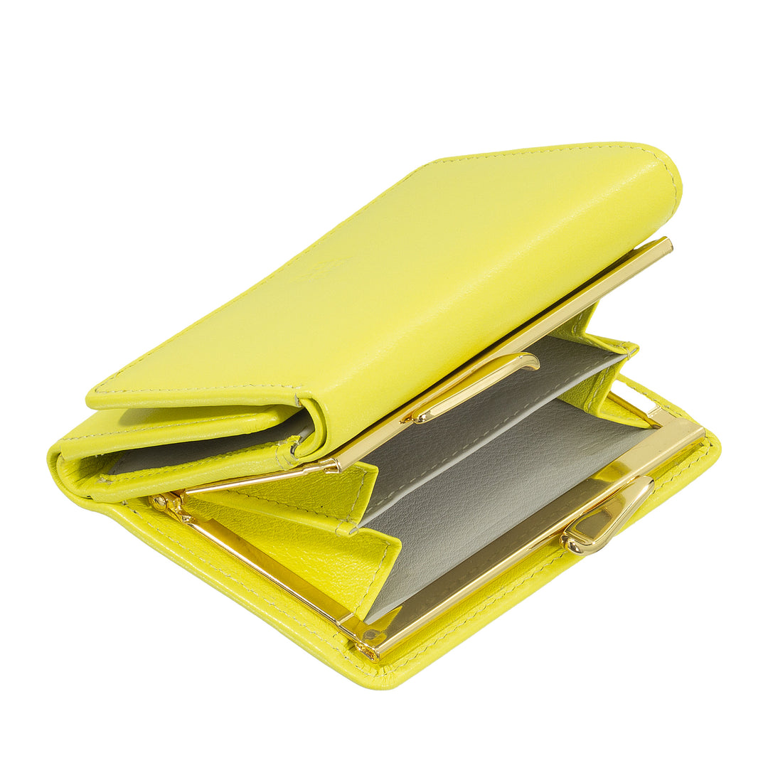 DUDU lille damepung i RFID-læder med Compact Click Clac-møntpung og 6 kortholdere