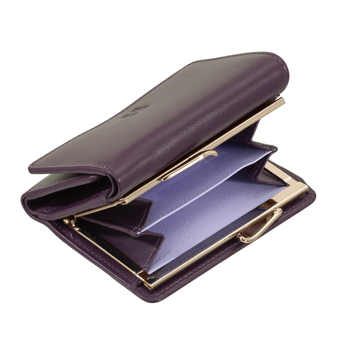 DUDU pieni naisten lompakko RFID-nahkaa, kompakti Click Clac -kolikkolaukku ja 6 korttipidikettä