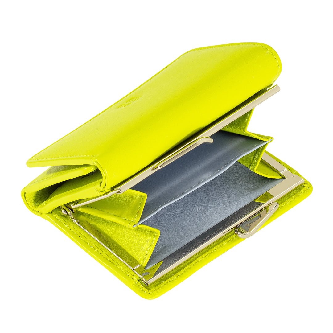 DUDU kleine damesportemonnee van RFID-leer met compacte Click Clac-portemonnee en 6 kaarthouders