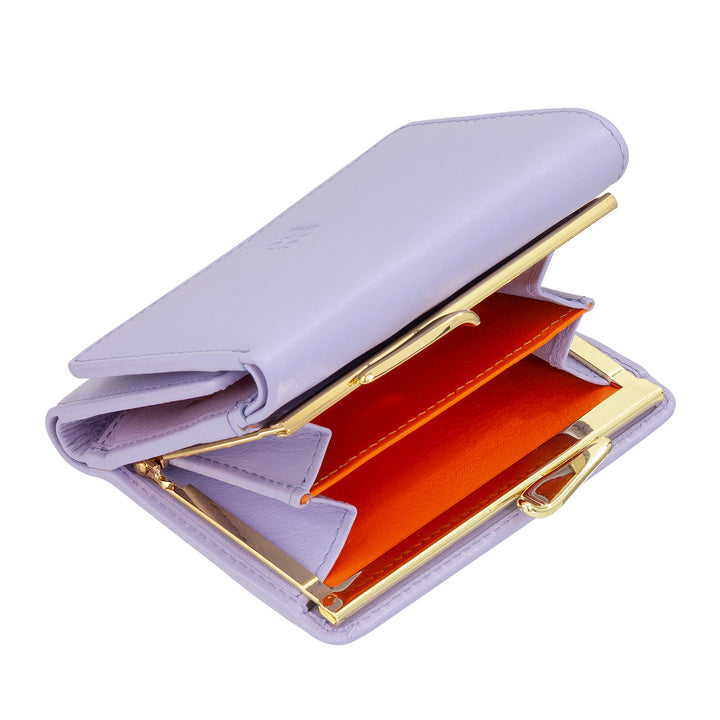 DUDU Cartera Pequeña de Mujer en Piel RFID con Monedero Compacto Click Clac y 6 Tarjeteros