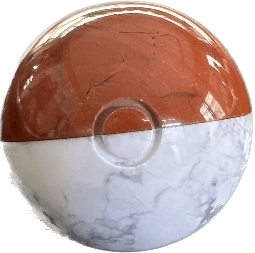 Poké Ball z přírodního červeného jaspisu a howlitu - Capodagli 1937