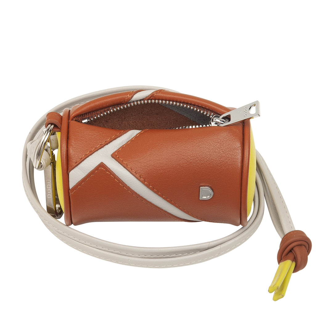 Θήκη ακουστικών DUDU AirPods λαιμόκοψη δερμάτινη με φερμουάρ - Mini unisex τσάντα με λουράκι, σχέδιο αθλητικού τένις, για κλειδιά και κέρματα