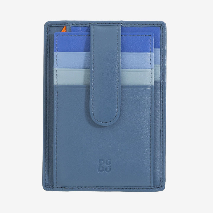 DUDU Tarjetero Slim de Piel Multicolor para Hombre y Mujer con 9 Ranuras y Cierre de Seguridad