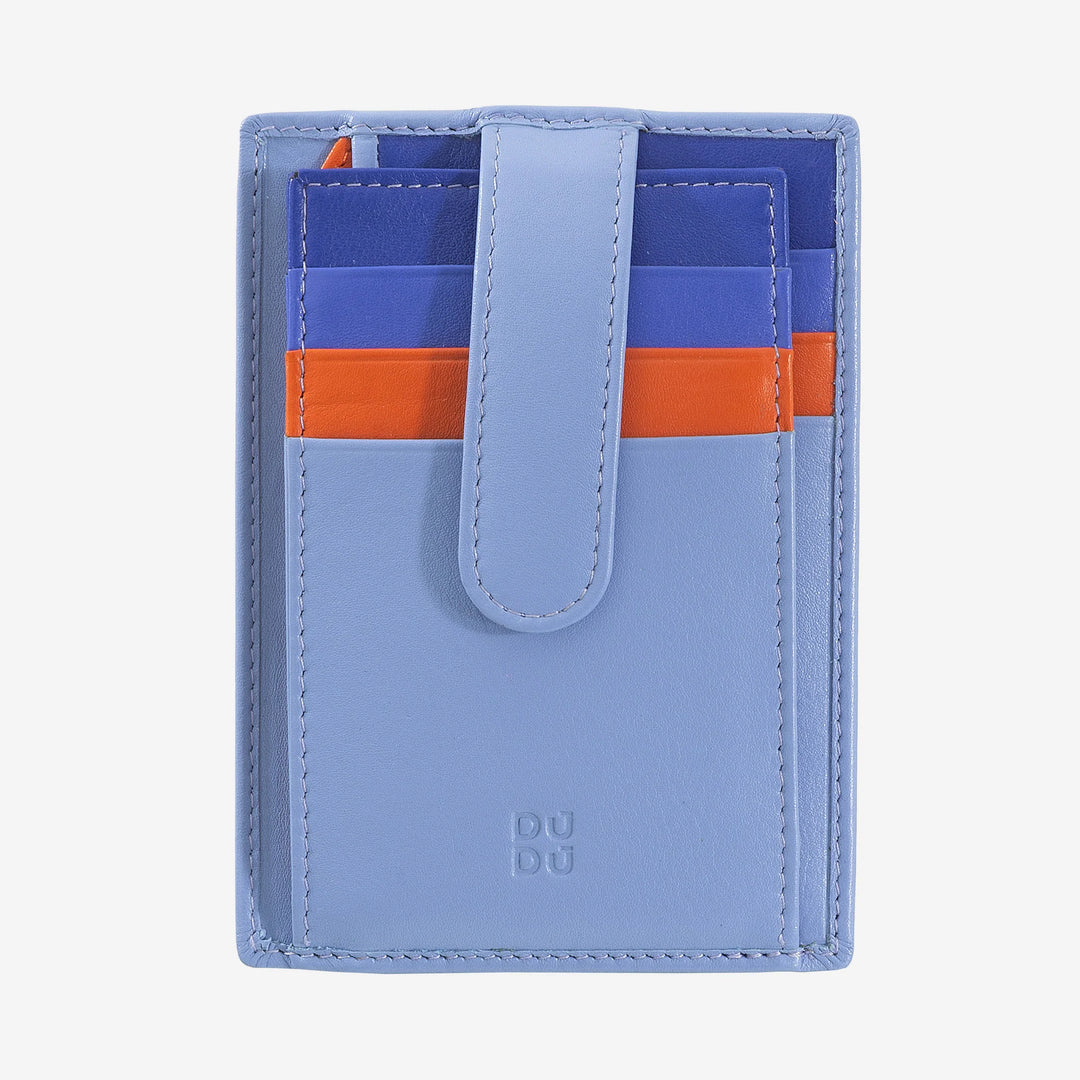 DUDU Tarjetero Slim de Piel Multicolor para Hombre y Mujer con 9 Ranuras y Cierre de Seguridad