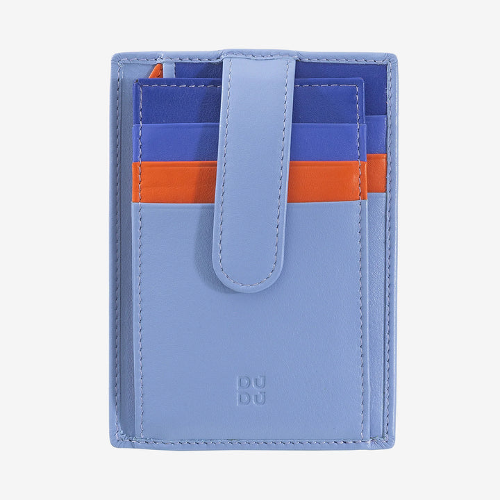 DUDU Tarjetero Slim de Piel Multicolor para Hombre y Mujer con 9 Ranuras y Cierre de Seguridad