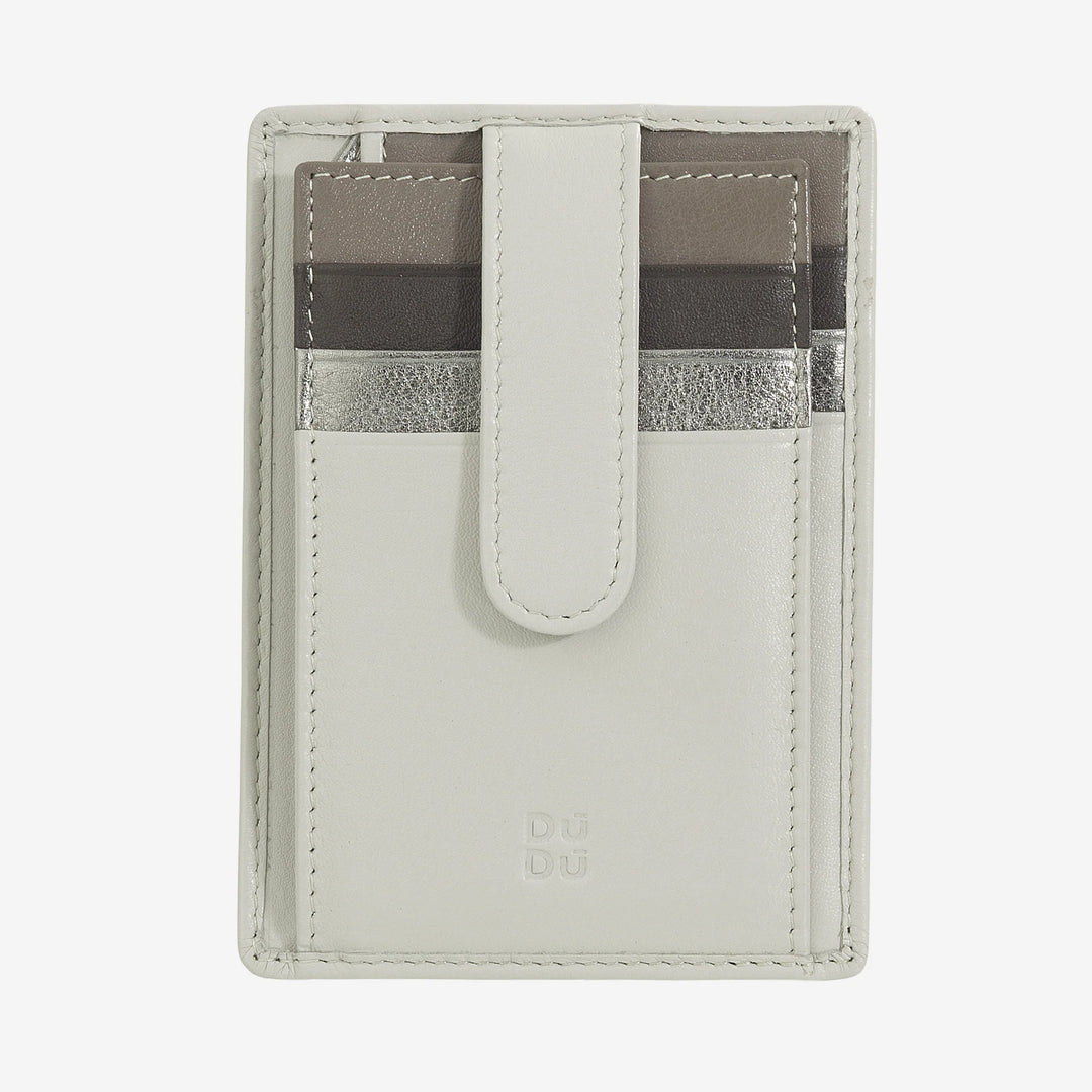 DUDU Tarjetero Slim de Piel Multicolor para Hombre y Mujer con 9 Ranuras y Cierre de Seguridad