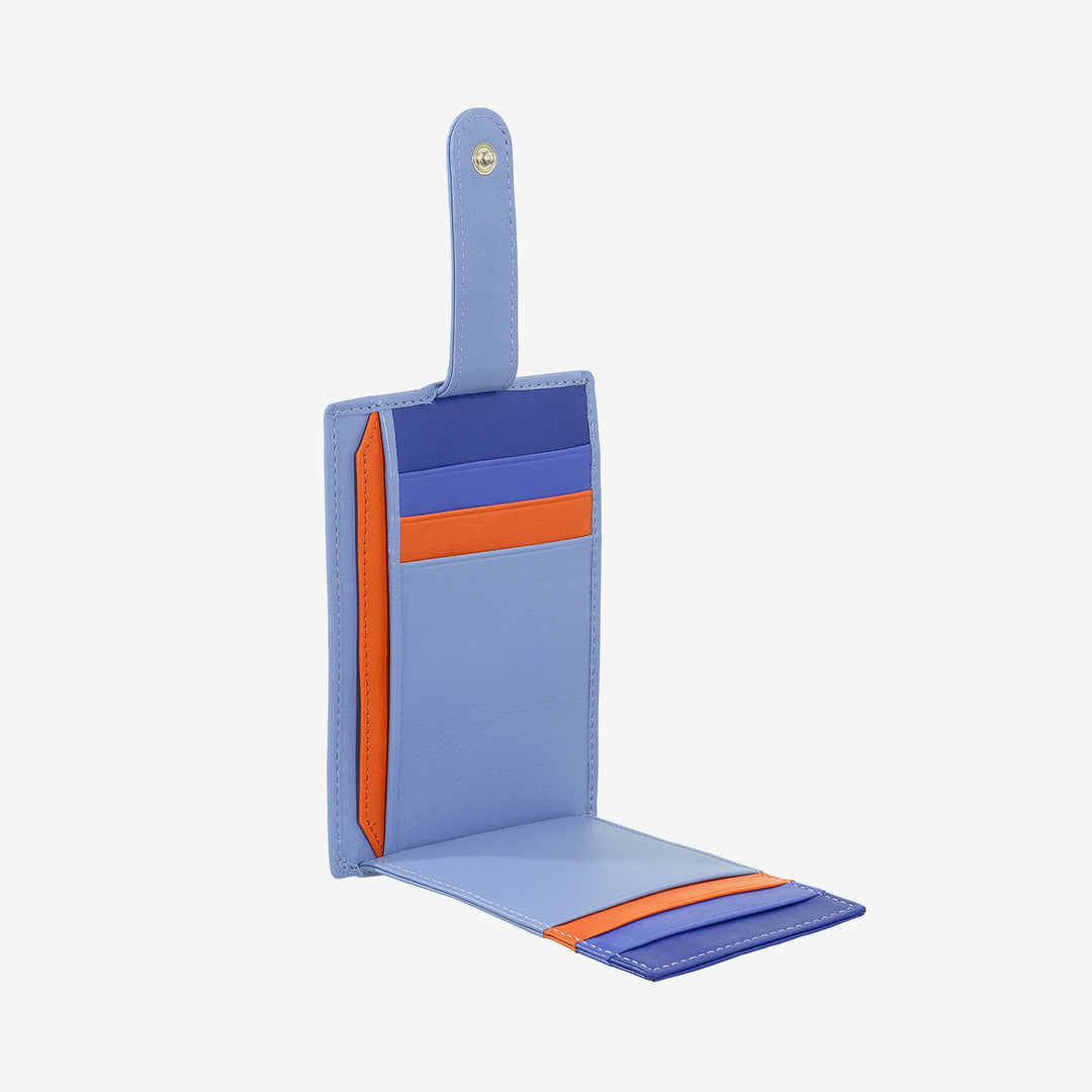 DUDU Tarjetero Slim de Piel Multicolor para Hombre y Mujer con 9 Ranuras y Cierre de Seguridad