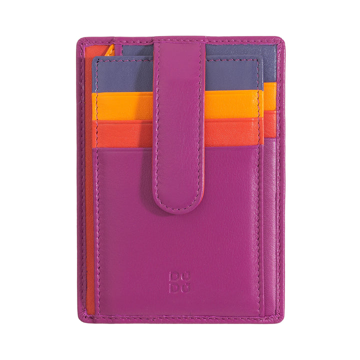 DUDU Porta Carte di Credito in Pelle Multicolore Sottile Slim Uomo Donna con 9 Slot e Chiusura di Sicurezza