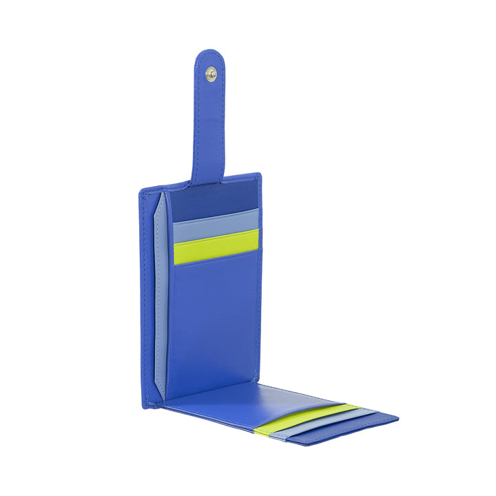 Suport pentru carduri de credit DUDU, subțire, multicoloră, din piele, pentru bărbați și femei, cu 9 sloturi și închidere de siguranță