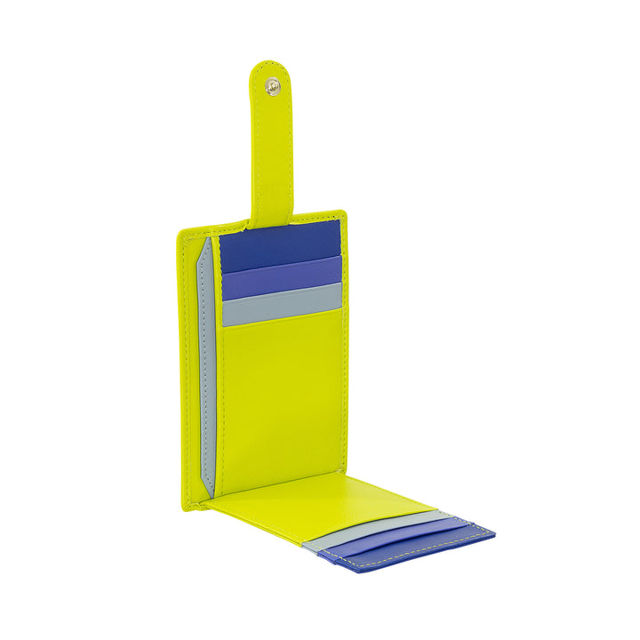 DUDU Slim multifarvet læder kreditkortholder til mænd og kvinder med 9 slots og sikkerhedslukning