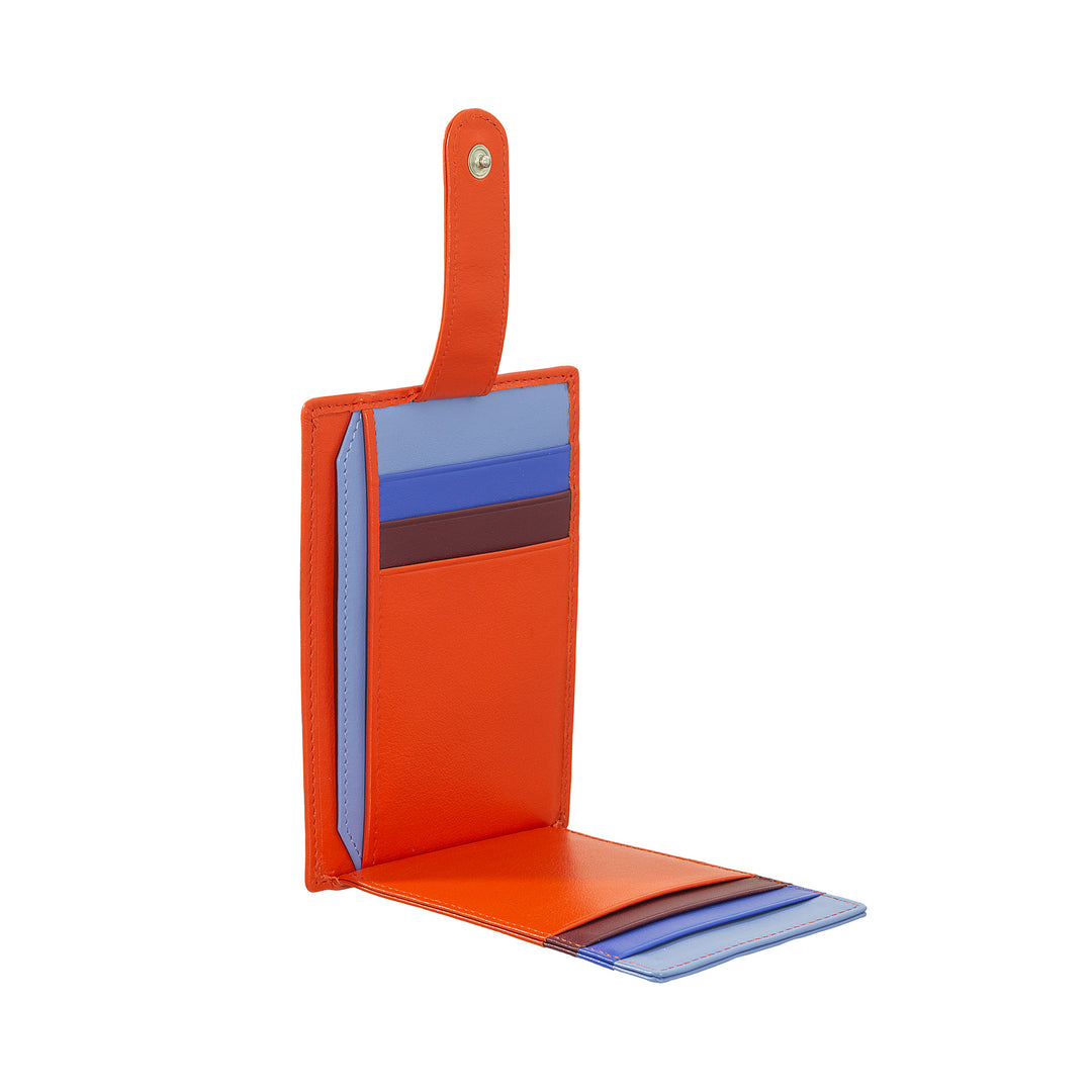 DUDU Porta Carte di Credito in Pelle Multicolore Sottile Slim Uomo Donna con 9 Slot e Chiusura di Sicurezza