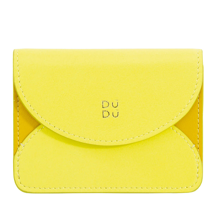 DUDU Tarjetero Compacto de Piel en Forma de Acordeón - Tarjetero para Hombre y Mujer con Múltiples Compartimentos, Cierre con Botones, Práctico para Tarjetas y Documentos