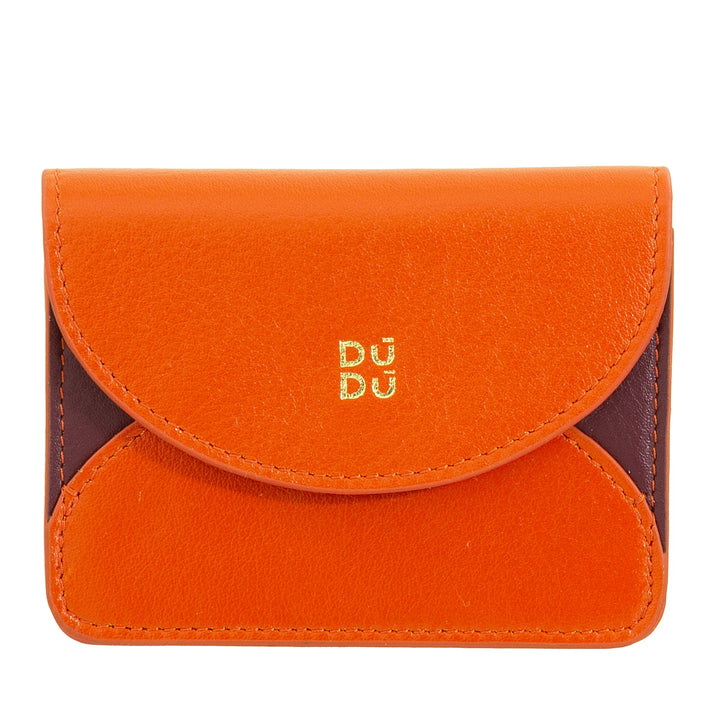 DUDU Tarjetero Compacto de Piel en Forma de Acordeón - Tarjetero para Hombre y Mujer con Múltiples Compartimentos, Cierre con Botones, Práctico para Tarjetas y Documentos