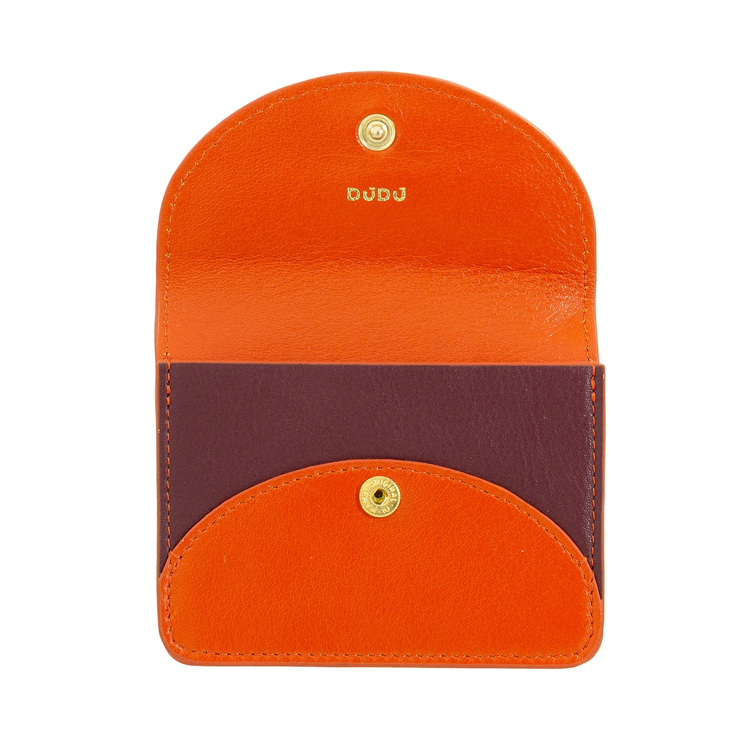 DUDU Tarjetero Compacto de Piel en Forma de Acordeón - Tarjetero para Hombre y Mujer con Múltiples Compartimentos, Cierre con Botones, Práctico para Tarjetas y Documentos