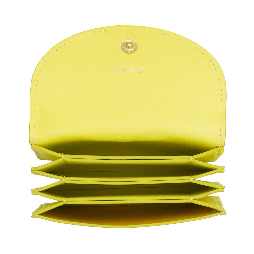 DUDU Tarjetero Compacto de Piel en Forma de Acordeón - Tarjetero para Hombre y Mujer con Múltiples Compartimentos, Cierre con Botones, Práctico para Tarjetas y Documentos