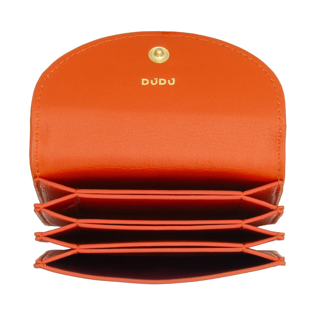 DUDU Tarjetero Compacto de Piel en Forma de Acordeón - Tarjetero para Hombre y Mujer con Múltiples Compartimentos, Cierre con Botones, Práctico para Tarjetas y Documentos