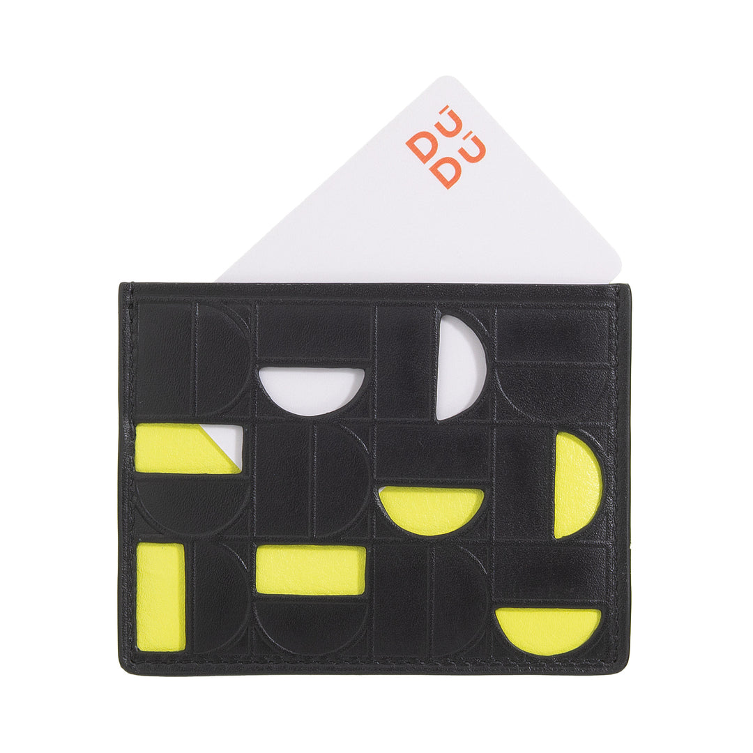 Δερμάτινη θήκη πιστωτικής κάρτας DUDU για άνδρες και γυναίκες - Λεπτή θήκη κάρτας με μοντέρνο και γεωμετρικό σχέδιο, συμπαγής και κομψή