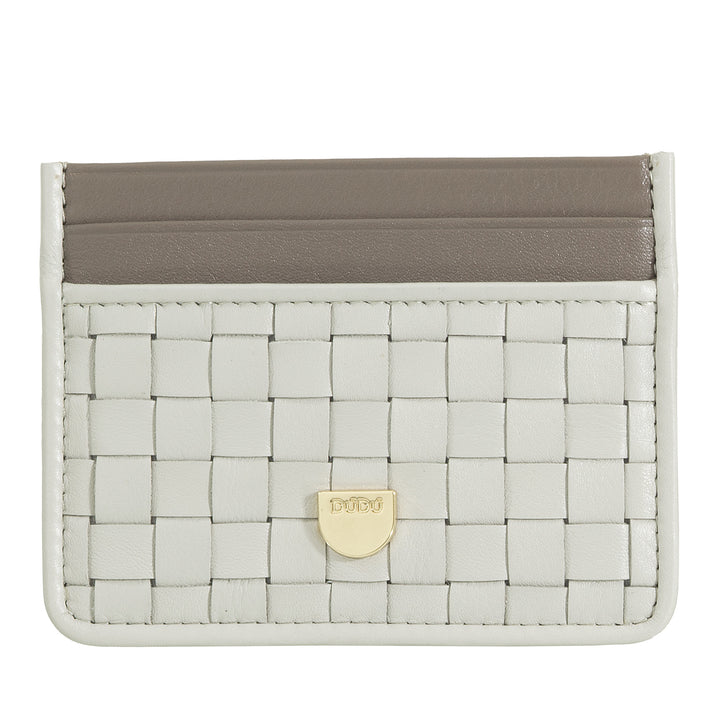 DUDU geweven lederen kaarthouder voor heren en dames - slanke, compacte geweven kaarthouder, elegant ontwerp, zakcreditcardhouder