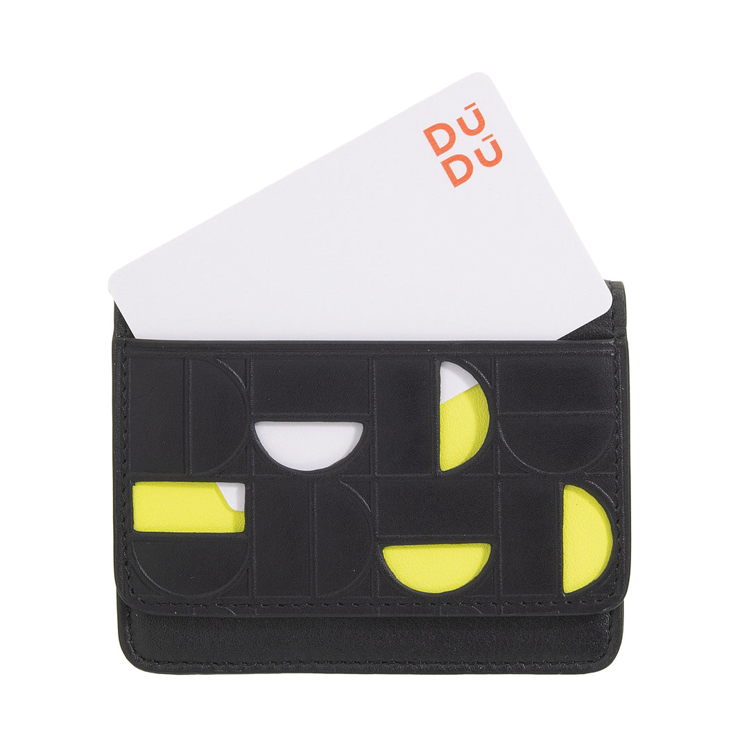 DUDU harmonika læder kortholder - Kompakt kortholder til mænd og kvinder med flere rum og knaplukning