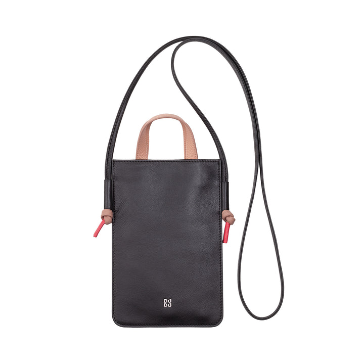 DUDU Handy-Umhängetasche aus echtem Leder, eleganter Smartphone-Halter um den Schultergurt, farbenfrohe Handytasche