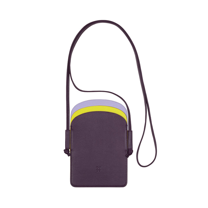 DUDU leren telefoonhouder voor dames, dubbele smartphonezak, kaartzak, verstelbare schouderriem