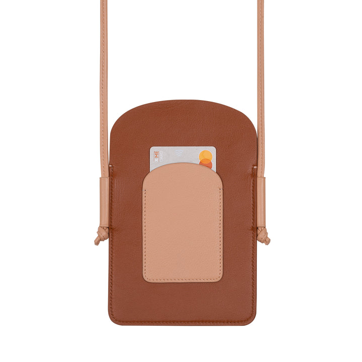DUDU leren telefoonhouder voor dames, dubbele smartphonezak, kaartzak, verstelbare schouderriem