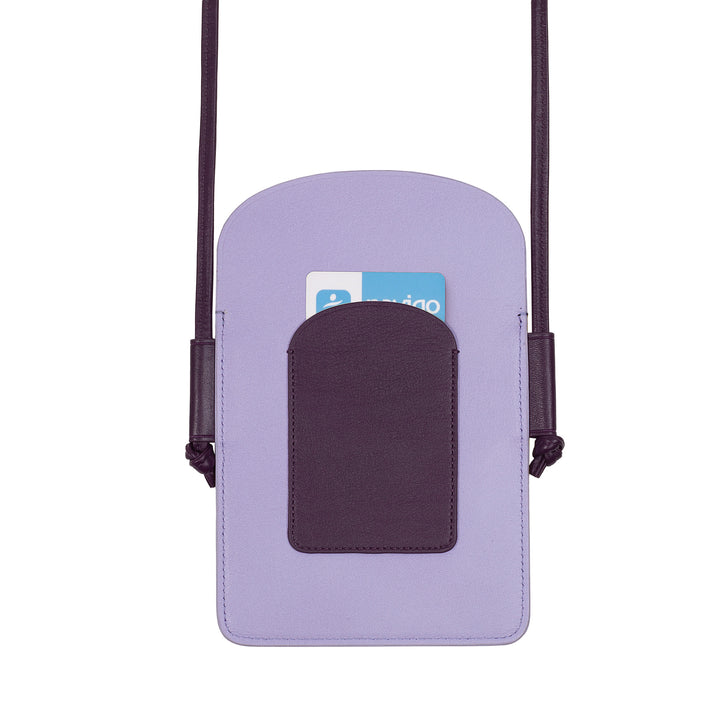 DUDU leren telefoonhouder voor dames, dubbele smartphonezak, kaartzak, verstelbare schouderriem