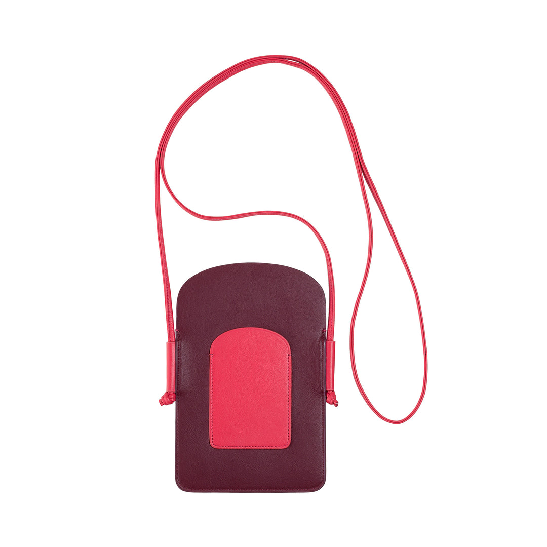 DUDU telefonhållare i läderhals för kvinnor, dubbel smartphoneficka, kortficka, justerbar axelrem