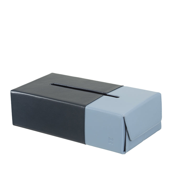 DUDU Taschentuchhalter aus echtem zweifarbigem Nappaleder – elegantes Tischdesign für Zuhause, Büro oder Arbeitszimmer – moderner Stil