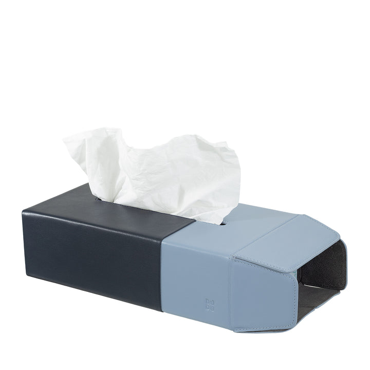 DUDU Taschentuchhalter aus echtem zweifarbigem Nappaleder – elegantes Tischdesign für Zuhause, Büro oder Arbeitszimmer – moderner Stil