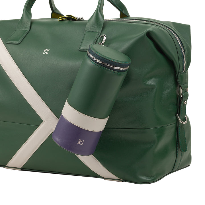 DUDU Porte-balle de tennis en cuir véritable, édition limitée, boîte de 3 balles, fermeture éclair, fixation mousqueton