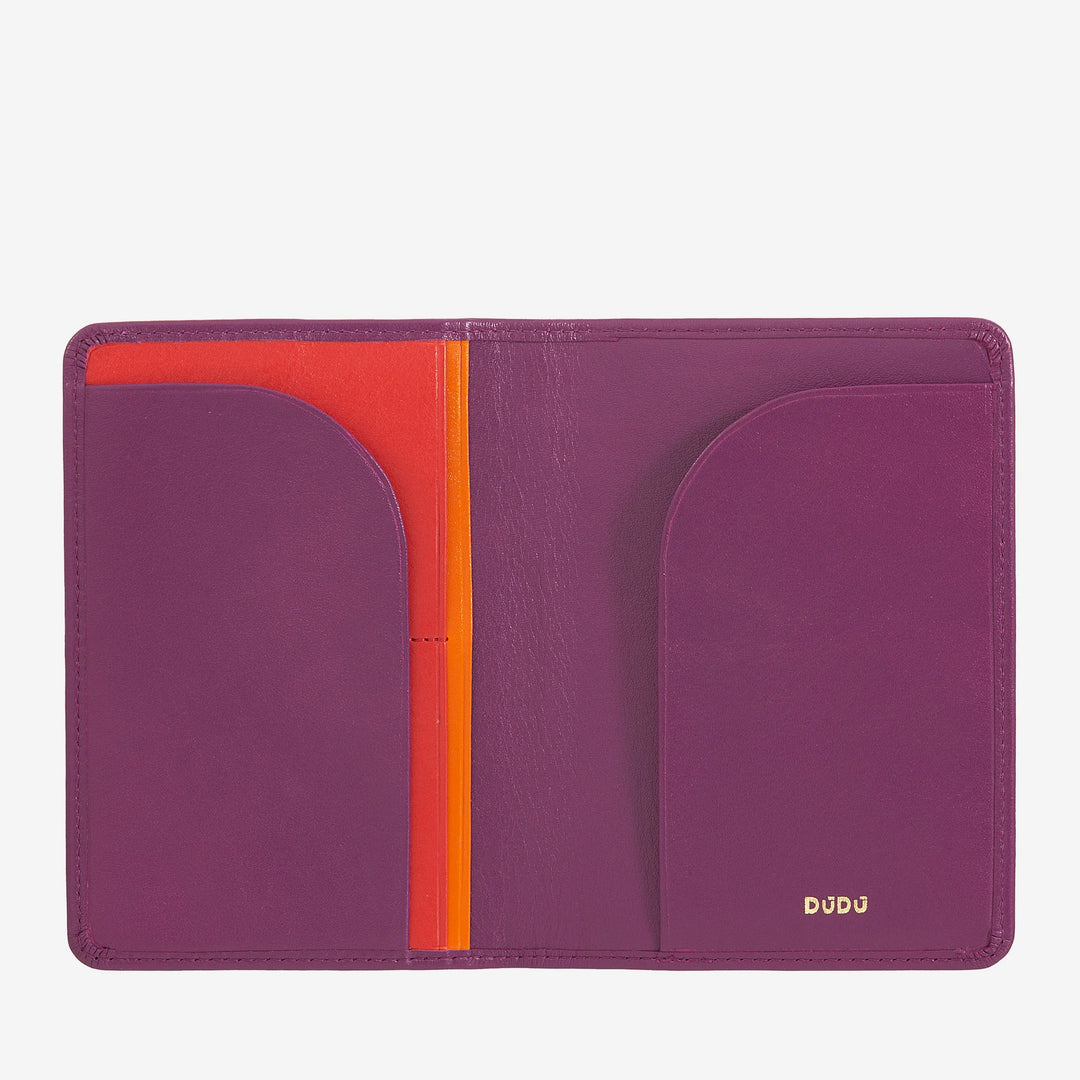 DUDU Travel - Funda de piel para pasaporte con protección RFID y tarjetero de crédito