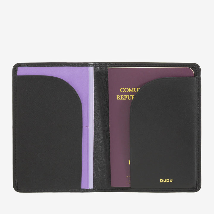 DUDU Travel nahkainen passikotelo RFID-suojauksella ja luottokorttitelineellä