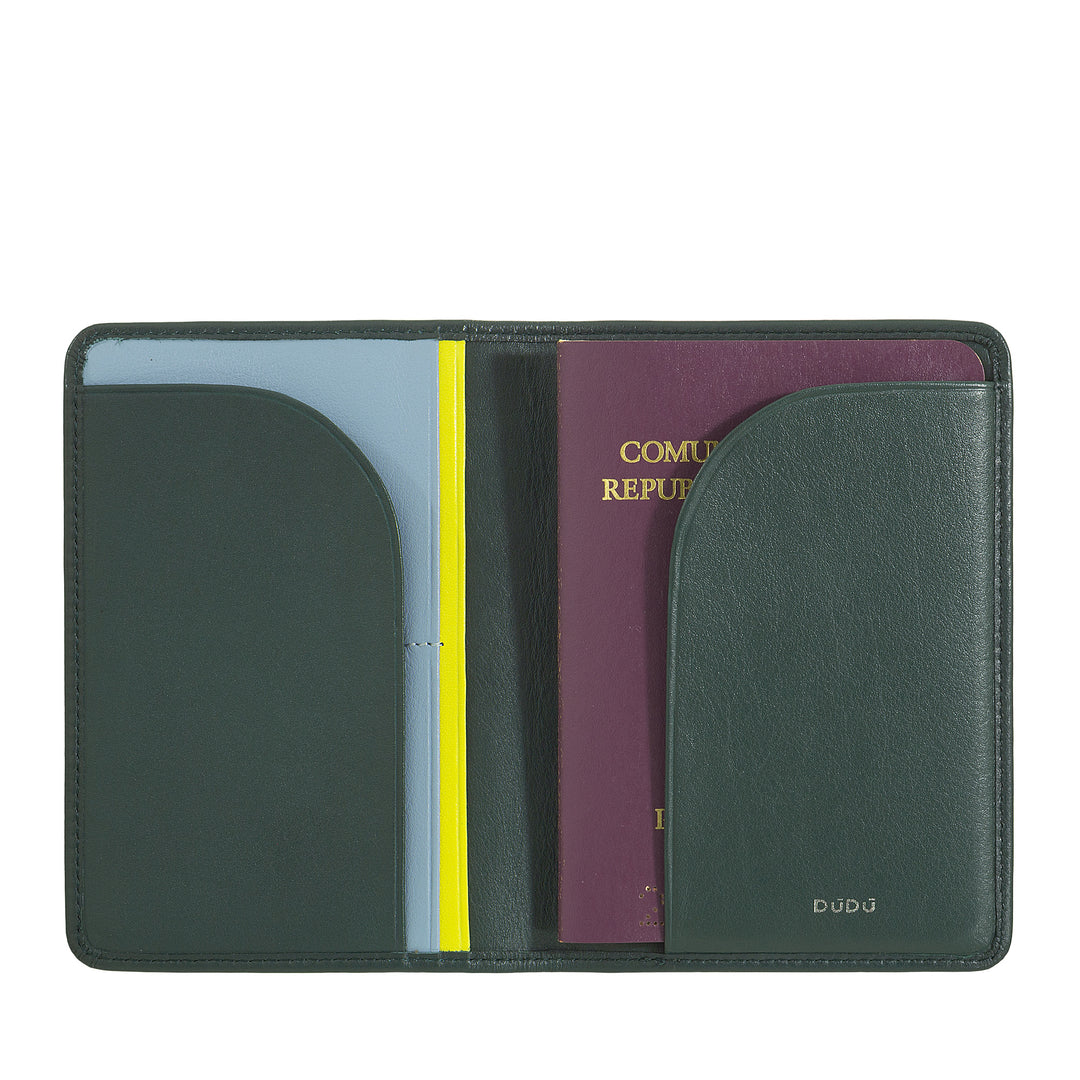 DUDU rejselæder pasholderetui med RFID-beskyttelse og kreditkortholder