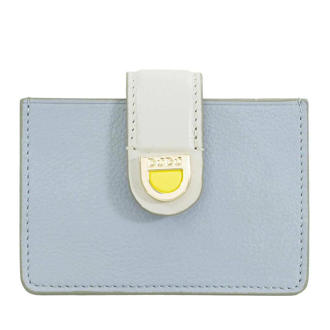 DUDU Tarjetero Mujer en Piel Acordeón - Tarjetero Compacto, Multitarjetas y Cierre con Botón - Elegante Tarjetero para Bolso
