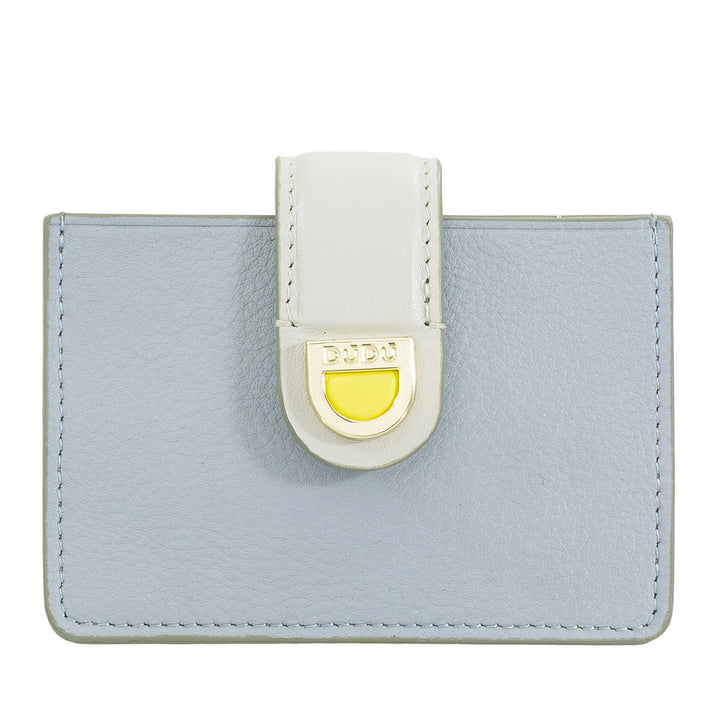 DUDU Tarjetero Mujer en Piel Acordeón - Tarjetero Compacto, Multitarjetas y Cierre con Botón - Elegante Tarjetero para Bolso