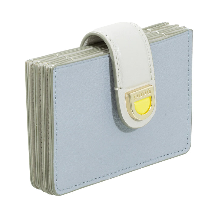 DUDU Tarjetero Mujer en Piel Acordeón - Tarjetero Compacto, Multitarjetas y Cierre con Botón - Elegante Tarjetero para Bolso
