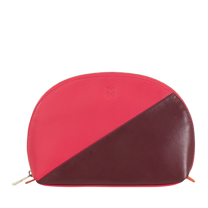 DUDU Pochette pentru machiaj din piele pentru călătorie, cu fermoar multicolor