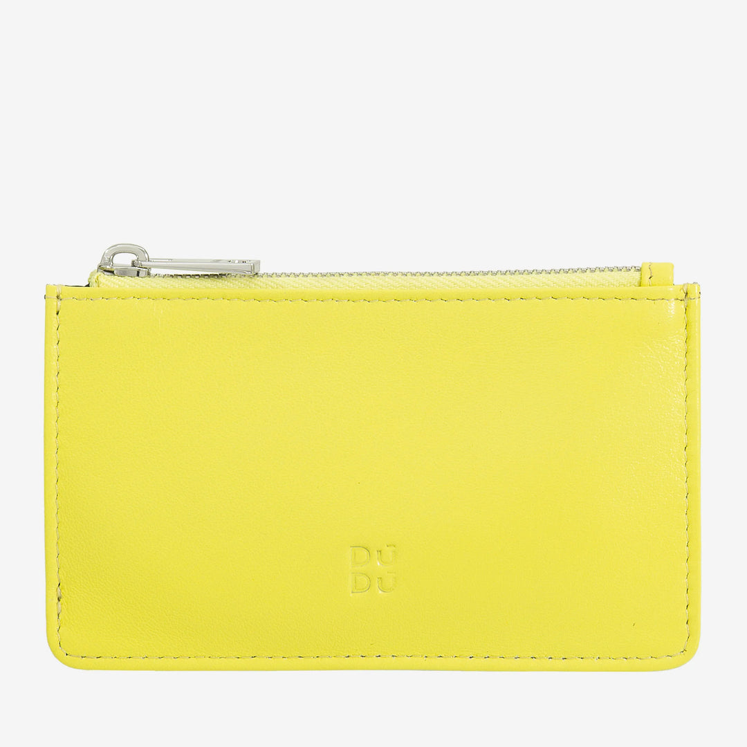 DUDU læderkreditkortholder til mænd og kvinder, lille slank pung, 4 kortholdere, med lynlåslukning