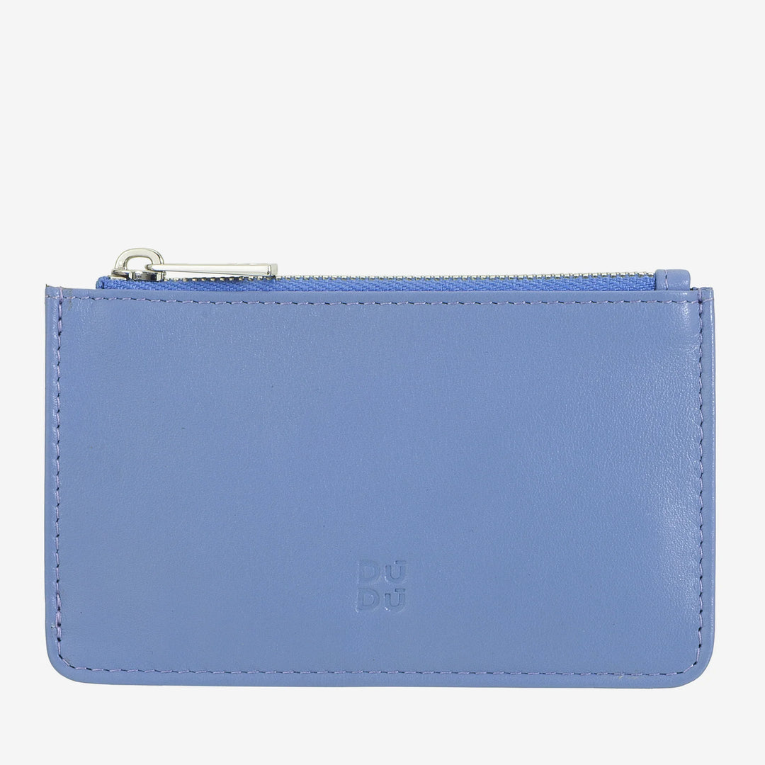 DUDU Tarjetero de piel para hombre y mujer, cartera pequeña y delgada, 4 tarjeteros, con cierre de cremallera