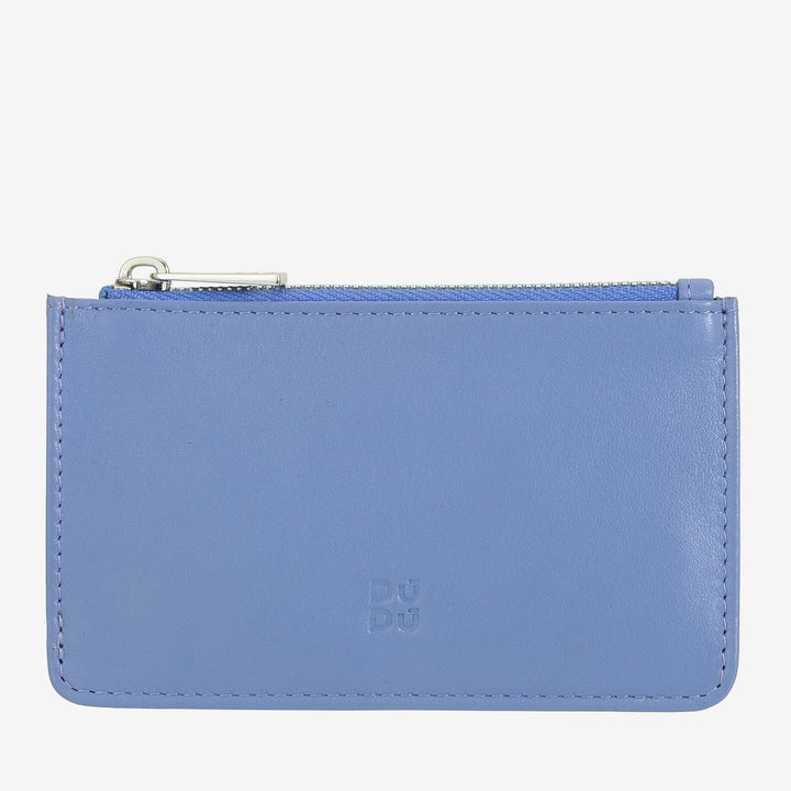 DUDU Tarjetero de piel para hombre y mujer, cartera pequeña y delgada, 4 tarjeteros, con cierre de cremallera