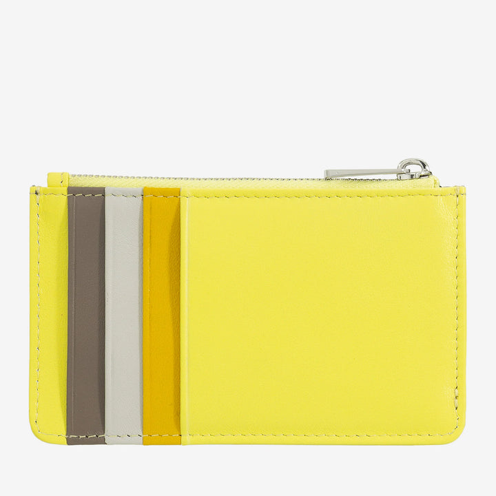 DUDU læderkreditkortholder til mænd og kvinder, lille slank pung, 4 kortholdere, med lynlåslukning