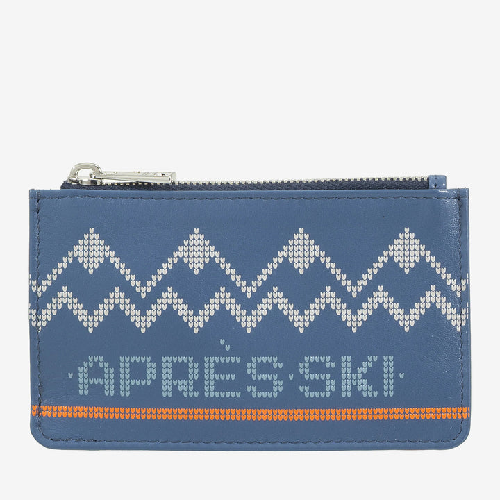 Δερμάτινη θήκη πιστωτικής κάρτας DUDU ανδρική και γυναικεία, λεπτό πορτοφόλι για σκι Small Après, 4 θήκες για κάρτες, φερμουάρ για κέρματα