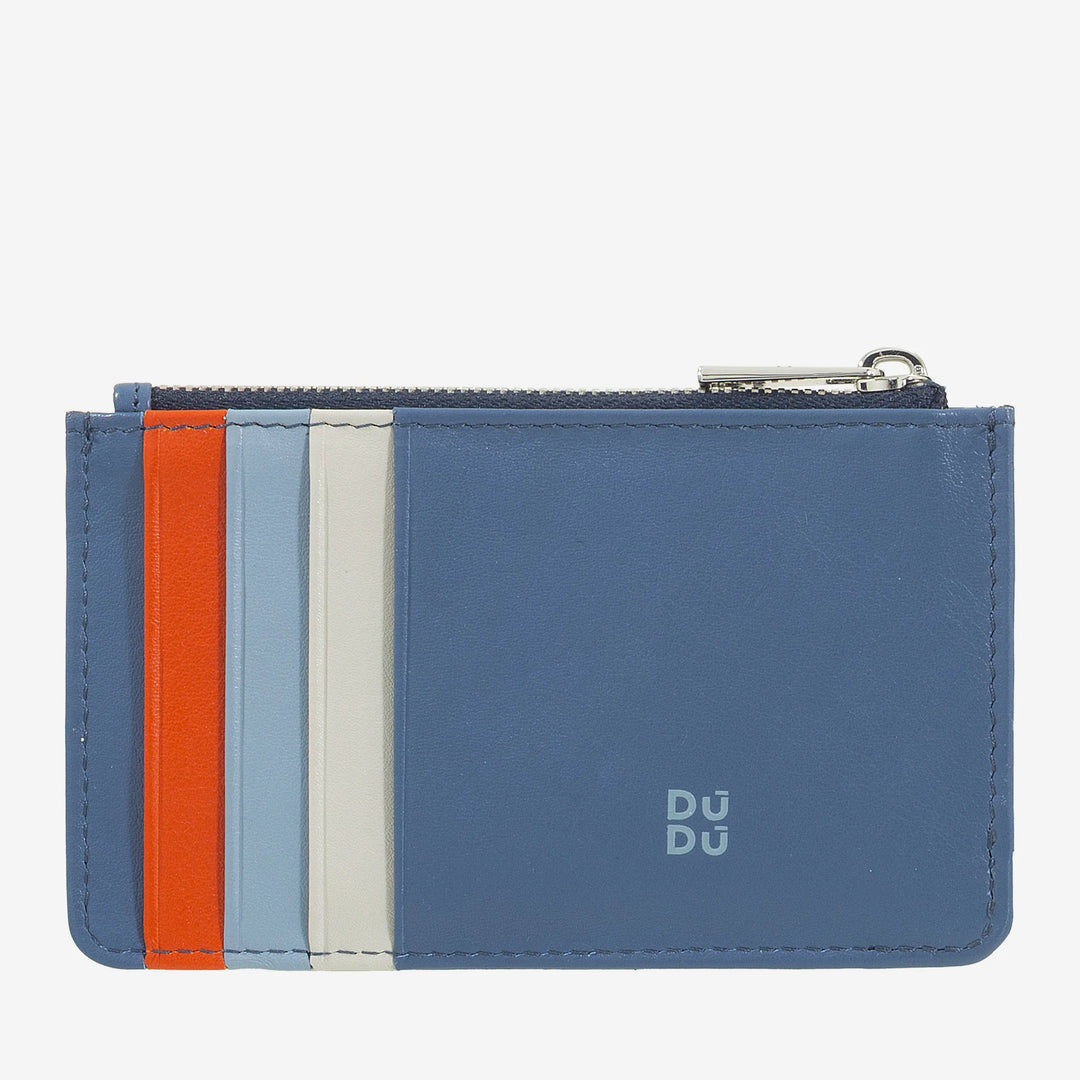 Δερμάτινη θήκη πιστωτικής κάρτας DUDU ανδρική και γυναικεία, λεπτό πορτοφόλι για σκι Small Après, 4 θήκες για κάρτες, φερμουάρ για κέρματα