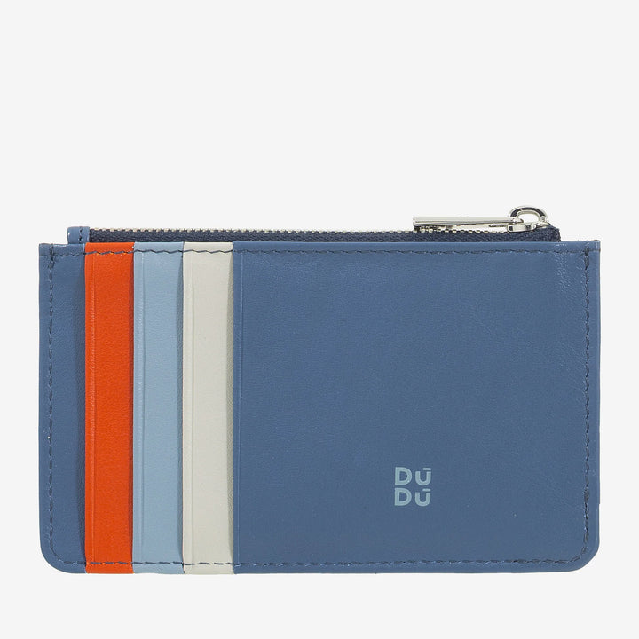 Δερμάτινη θήκη πιστωτικής κάρτας DUDU ανδρική και γυναικεία, λεπτό πορτοφόλι για σκι Small Après, 4 θήκες για κάρτες, φερμουάρ για κέρματα